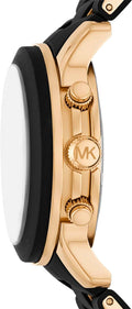 Michael Kors Runway Chronograph Black Dial Black Silicone Strap Watch For Women - MK7385