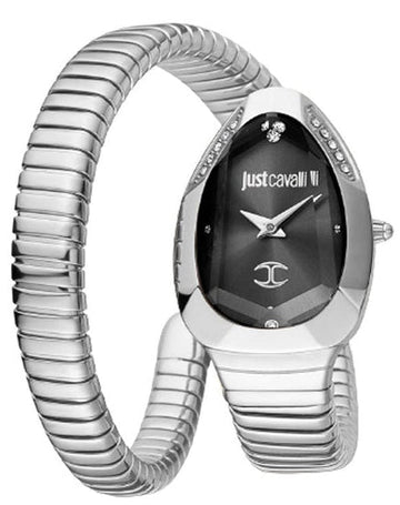 Just Cavalli Serpente Metallica Black Dial Silver Steel Strap Watch for Women - JC1L208M0025