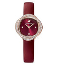 Swarovski Crystal Flower Red Dial Red Leather Strap Watch for Women - 5552780