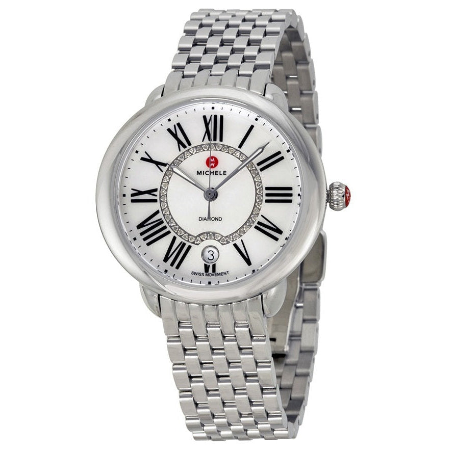 Michele Serein Mother of Pearl Dial Silver Steel Strap Watch for Women - MWW21B000009