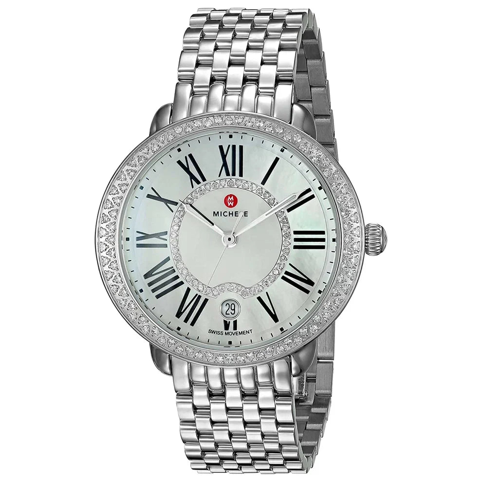 Michele Serein Mother of Pearl Dial Silver Steel Strap Watch for Women - MWW21B000030