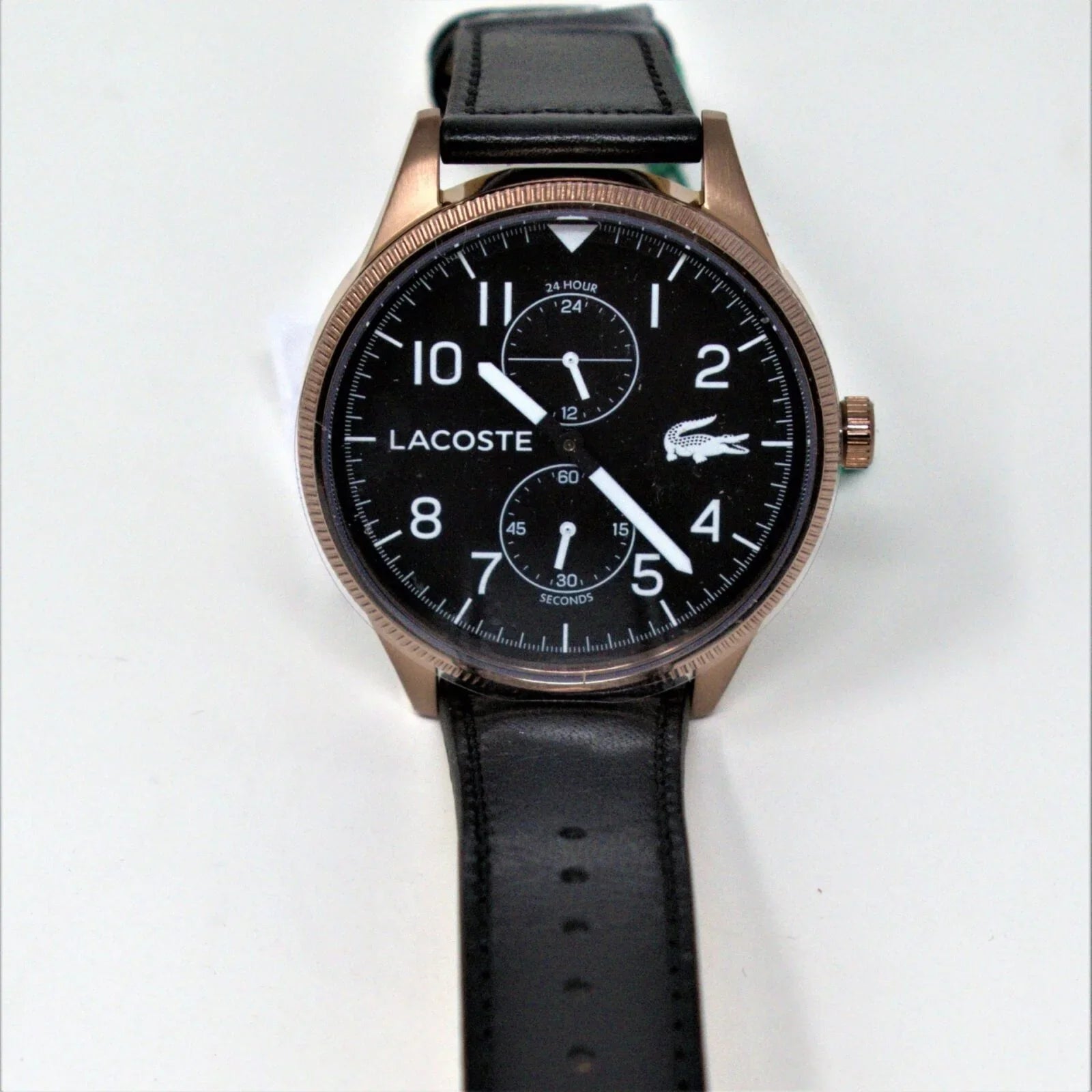 Lacoste Continental Black Dial Black Leather Strap Watch for Men - 2011042