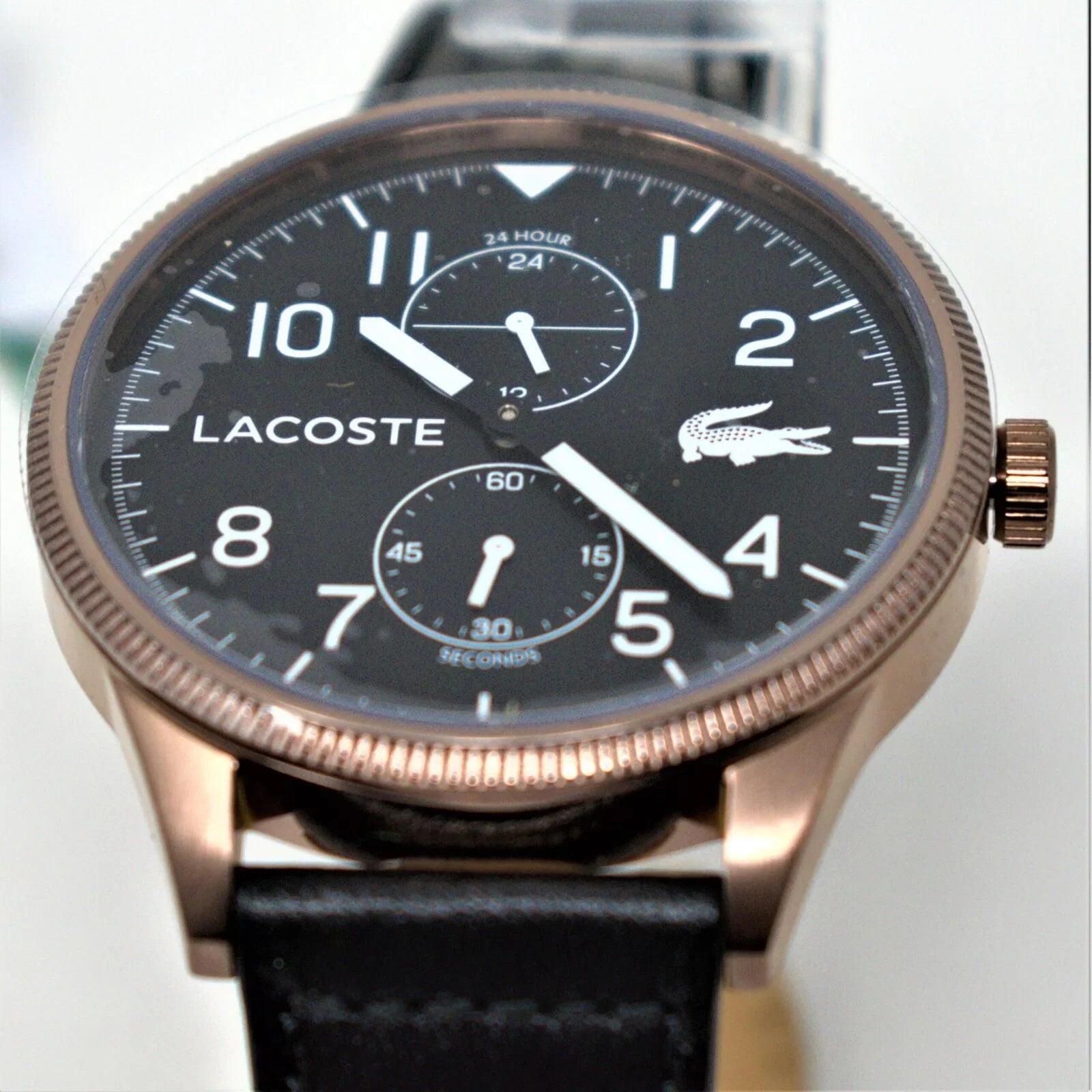 Lacoste Continental Black Dial Black Leather Strap Watch for Men - 2011042