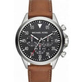Michael Kors Gage Chronograph Quartz Black Dial Brown Leather Strap Watch For Men - MK8333