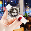 Michael Kors Sidney Multifunction Black Dial White Silicone Strap Watch For Women - MK6947