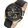 Maserati Traguardo Chronograph Black Dial Black Leather Strap Watch For Men - R8871612033