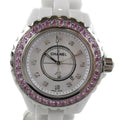 Chanel J12 Sapphire Bezel Ceramic White Dial White Steel Strap Watch for Women - J12 H2010
