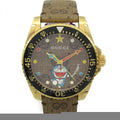 Gucci Dive Doraemon Quartz Brown Dial Brown Leather Strap Watch For Men - YA136335