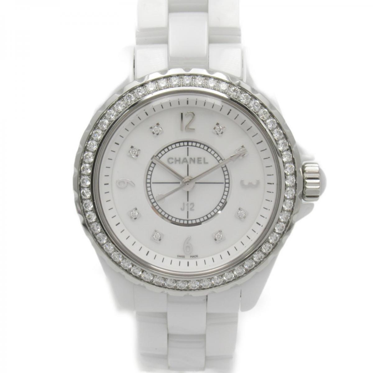 Chanel J12 Quartz Diamonds White Dial White Steel Strap Watch for Women - J12 H3110