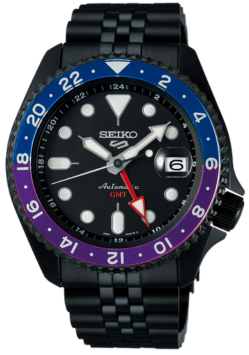 Seiko Automatic SKX GMT Yuto Horigome Limited Edition Black Dial Black Steel Strap Watch For Men - SSK027K1