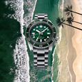 Seiko Prospex GMT Divers Automatic Marine Green Dial Silver Steel Strap Watch For Men - SPB381J1