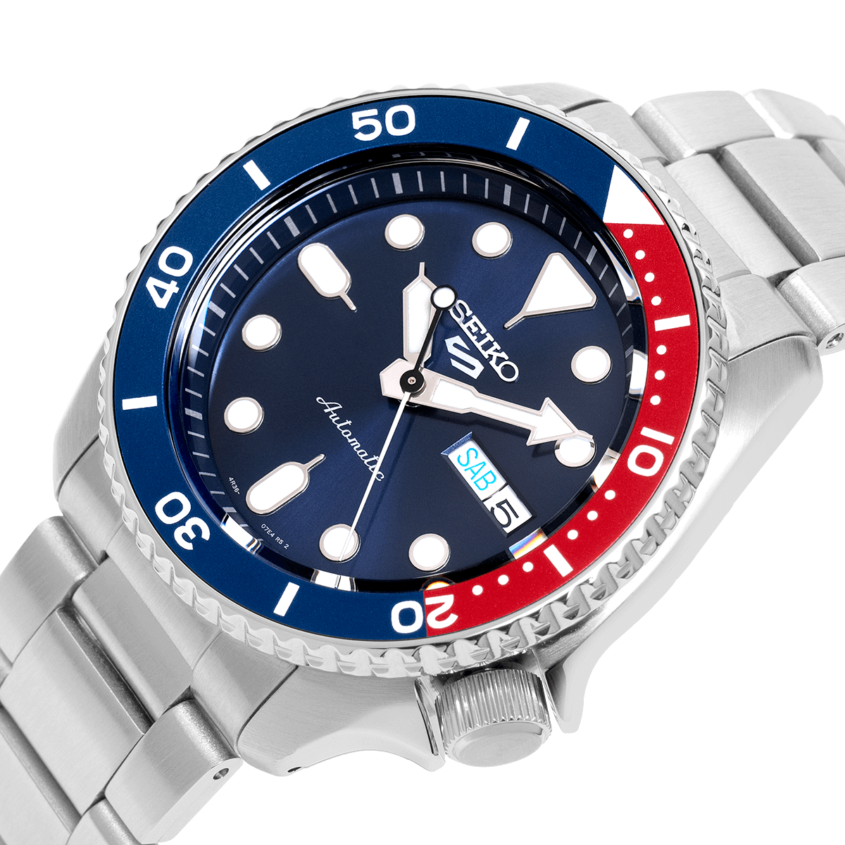 Seiko 5 Sports Automatic Blue Dial Silver Steel Strap Watch For Men - SRPD53K1
