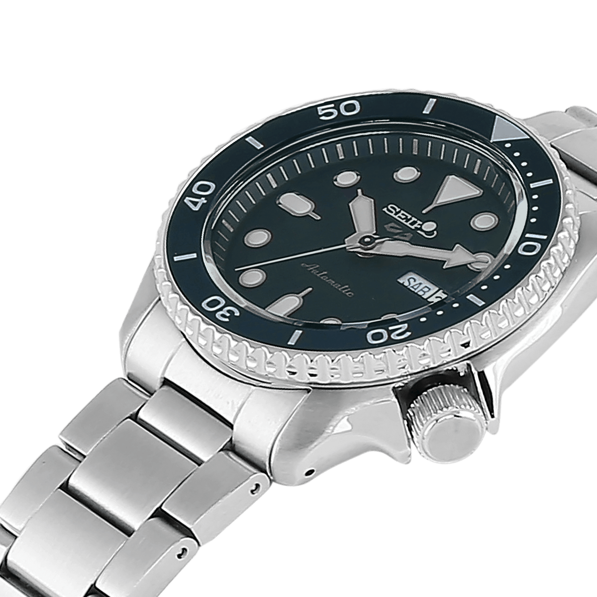 Seiko 5 Sports Automatic Analog Green Dial Silver Steel Strap Watch For Men - SRPD63K1