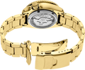 Seiko 5 Sports Automatic Black Dial Gold Steel Strap Watch For Men - SRPK18
