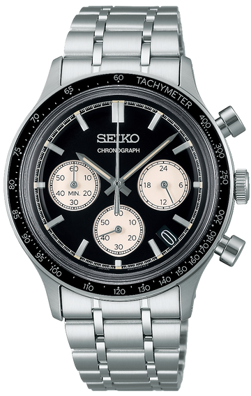 Seiko 5 Sport Black Dial Silver Steel Strap Watch for Men - SSB479P1