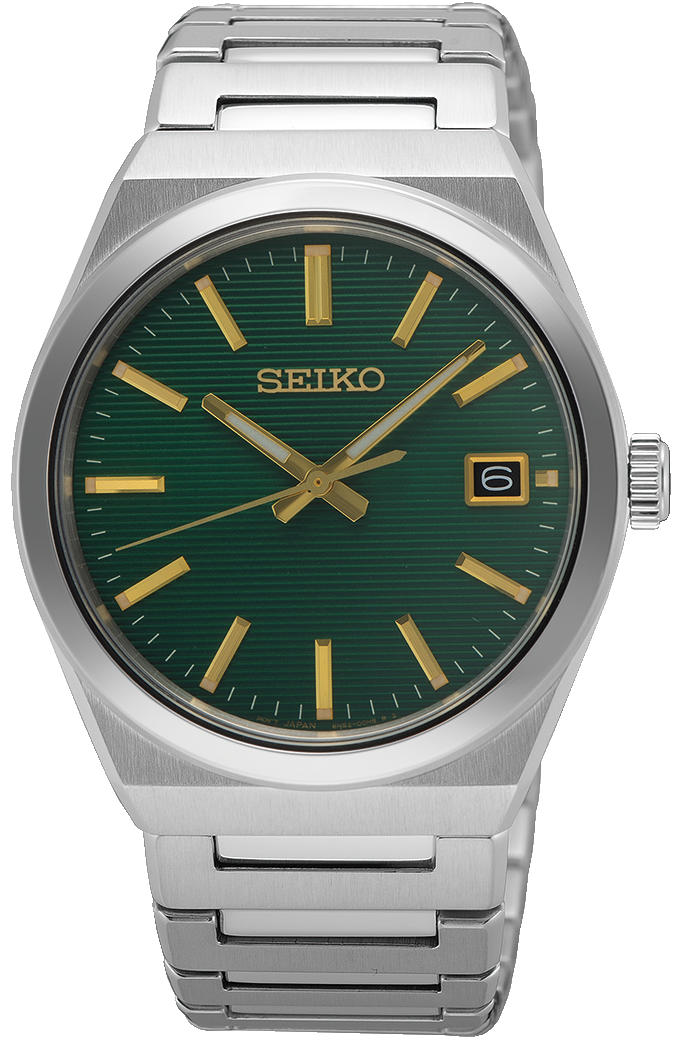 Seiko Conceptual Green Dial Silver Steel Strap Watch for Men - SUR601P1