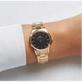 Daniel Wellington Iconic Link Black Dial Rose Gold Steel Strap Watch for Women - DW00100212