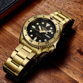 Seiko 5 Sports Automatic Black Dial Gold Steel Strap Watch For Men - SRPK18