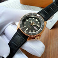 Seiko 5 Sport SKX Automatic Black Dial Black Leather Strap Watch For Men - SRPD76K1