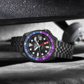 Seiko Automatic SKX GMT Yuto Horigome Limited Edition Black Dial Black Steel Strap Watch For Men - SSK027K1