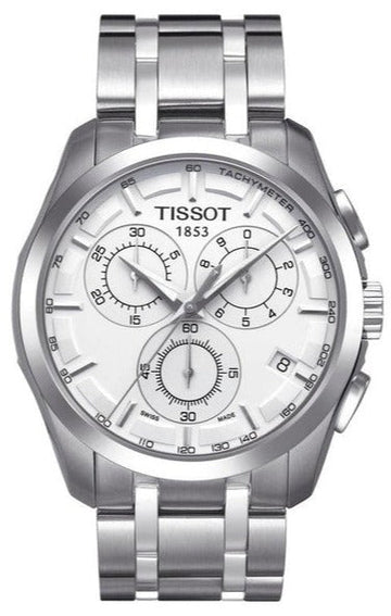 Tissot T Classic Couturier Chronograph White Dial Silver Steel Strap Watch For Men - T101.617.11.031.00