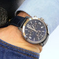 Tissot PRC 200 Chronograph Blue Dial Blue Leather Strap Watch For Men - T055.417.16.047.00