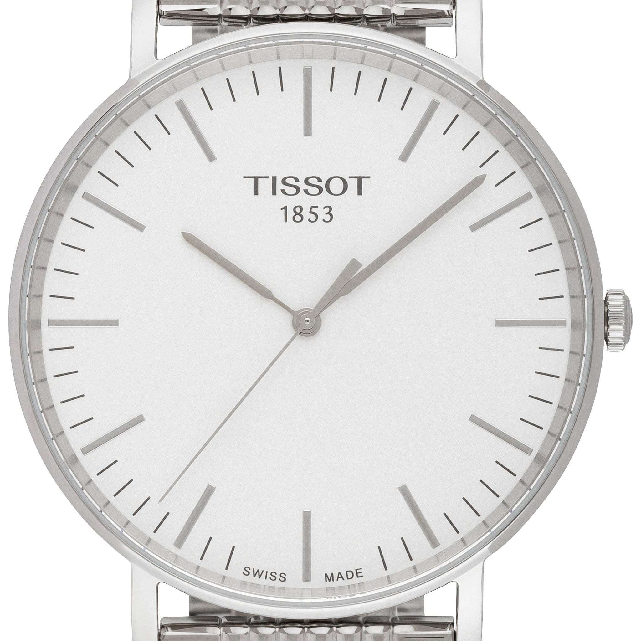 Tissot T Classic Everytime Large White Dial Silver Steel Strap Watch for Men - T109.610.11.031.00