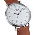 Tissot T Classic Everytime Large White Dial Brown Leather Strap Watch For Men - T109.610.16.037.00