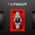 Tissot T Classic Carson Premium Automatic Lady Black Dial Silver Steel Strap Watch for Women - T122.207.11.051.00