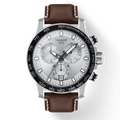 Tissot Supersport Chrono Silver Dial Brown Leather Strap Watch for Men - T125.617.16.031.00