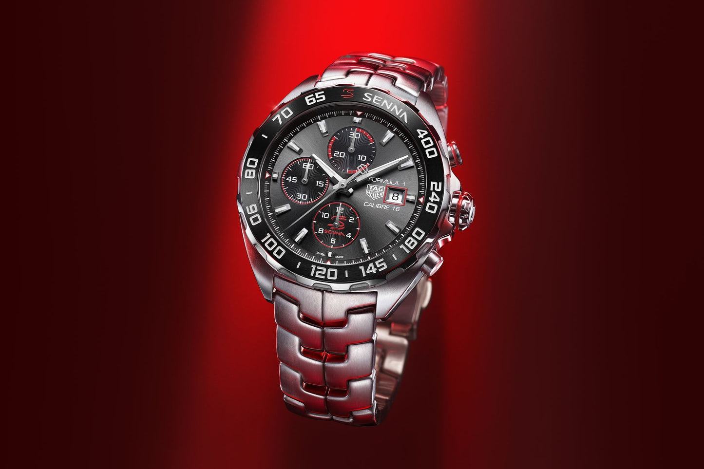 Tag Heuer Formula 1 Chronograph Senna Grey Dial Silver Steel Strap Watch for Men - CAZ201D.BA0633