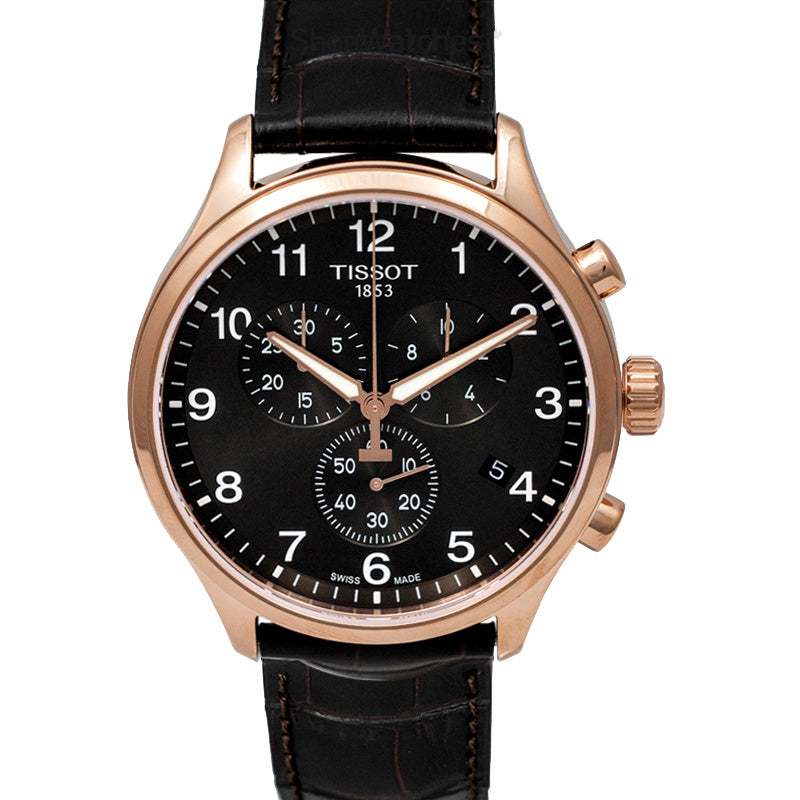 Tissot T Sport Chrono XL Classic Brown Dial Brown Leather Strap Watch For Men - T116.617.36.057.01