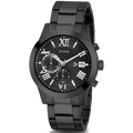 Guess Atlas Chronograph Black Dial Black Steel Strap Watch For Men - W0668G5