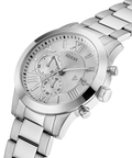 Guess Atlas Chronograph Silver Dial Silver Steel Strap Watch For Men - W0668G7