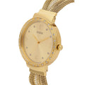 Guess Chiffon Gold Dial Gold Mesh Bracelet Watch For Women - W1083L2
