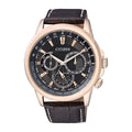 Citizen Eco Drive Calendrier Black Dial Brown Leather StrapWatch For Men - BU2023-12E