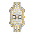 Bulova Crystal Chronograph White Dial Two Tone Steel Strap Watch for Men - 98C109