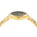 Versace V-Auria Quartz Black Dial Gold Steel Strap Watch for Men - VE0F00525