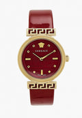 Versace Greca Meander Red Dial Red Leather Strap Watch for Women - VELW00320