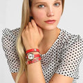 Versace V-Flare Quartz Silver Dial Red Leather Strap Watch for Women - VEBN00418
