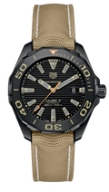 Tag Heuer Aquaracer 300 Calibre 5 Automatic Black Dial Brown Nylon Strap Watch for Men - WAY208C.FC6383