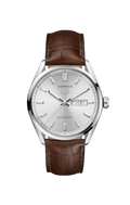 Tag Heuer Carrera Day Date Silver Dial Brown Leather Strap Watch for Men - WBN2011.FC6484