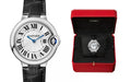 Cartier Ballon Bleu De Cartier Silver Dial Black Leather Strap Watch for Women - WSBB0034