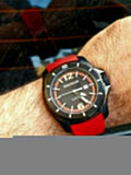 Tommy Hilfiger Windsurf Black Dial Red Rubber Strap Watch for Men - 1791112