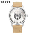 Gucci G Timeless Automatic Mother of Pearl Dial Brown Leather Strap Watch For Women - YA1264112