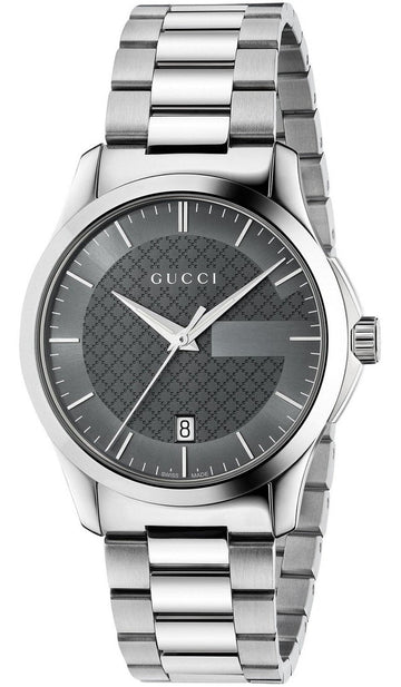 Gucci G Timeless Grey Dial Silver Steel Strap Watch For Women - YA126522