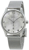 Gucci G-Timeless Mother of Pearl Dial Silver Mesh Bracelet Watch For Women - YA126583