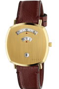 Gucci Grip Yellow Gold Dial Maroon Leather Strap Unisex Watch - YA157411