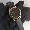 Marc Jacobs Baker Black Dial Black Leather Strap Watch for Women - MBM8633