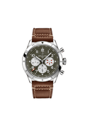 Breitling Super Avi B04 Chronograph GMT 46 Curtiss Warhawk Green Dial Brown Leather Strap Watch for Men - AB04452A1L1X1